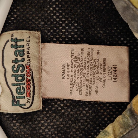 Vtg Mossy Oak Field Staff L Button Front Vented - Picture 7 of 8